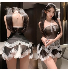 FEE ET MOI - Innocent Maid Hot Mesh Dress (White - Black)